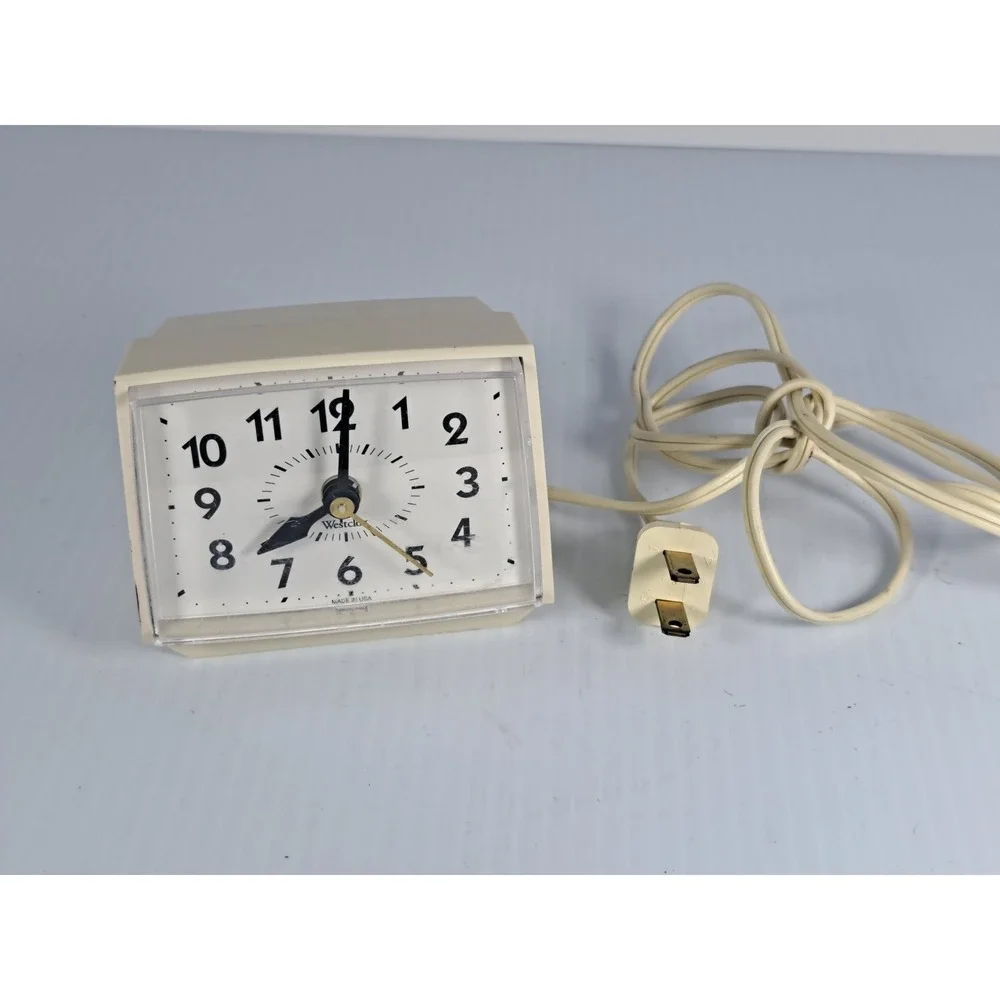 Westclox E54 55 Electric Alarm Clock Cream Vintage Analog Made in USA 2209022540
